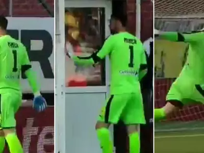 This goalkeeper tried to waste time in a football match