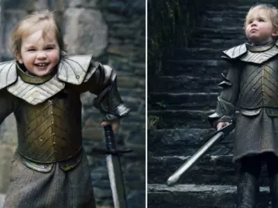 baby dressed like Brienne the Tarth ahead of Game Of Thrones season 8 premiere.