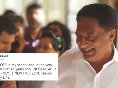 Prakash Raj Gets Nostalgic As He Casts His Vote In The Same Classroom He Sat ‘41 Years’ Ago