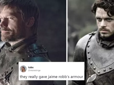 Jaime Lannister Wearing Robb Stark’s Armour in game of thrones season 8 pictures.
