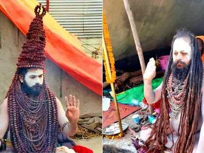 From Rudraksh Baba To Golden Baba, These Sadhus In Quirky Outfits Are Show-Stealers At Kumbh Mela 20