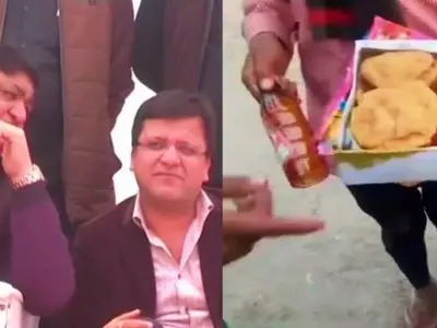 UP BJP Minister Distributed Poori-Sabzi with Bottles Of Alcohol In Food Packets At Temple Event