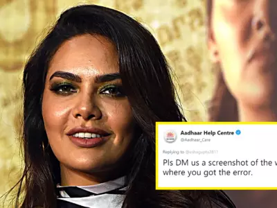 Esha Gupta deletes her tweets after she receives a reply from UIDAI for she complained server down.