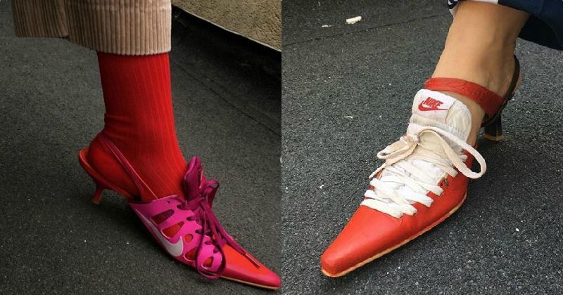 Someone Upcycled Their Nike Shoes & Put Heels On Them & We're Not Sure ...