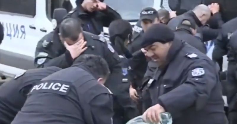 Bulgarian Police Use Pepper Spray To Disperse Protesters, Spray It In ...