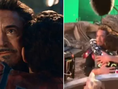 Avengers Endgame BTS video shows Iron Man and Spider Man's emotional reunion.