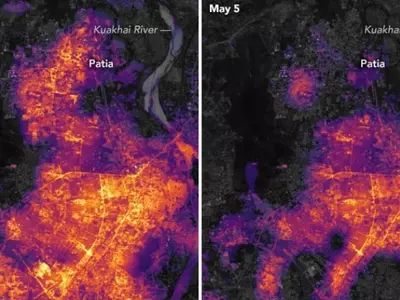 NASA Before & After Images Show Bhubaneswar Plunging Into Darkness After Cyclone Fani