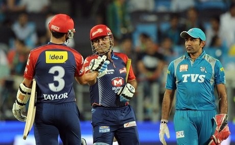 Virender Sehwag, Ross Taylor and Robin Uthappa