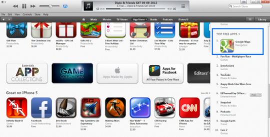 Google Maps Top Free App on Apple iTunes