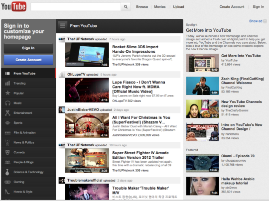 YouTube Home Page Gets ‘Face Lift’ 