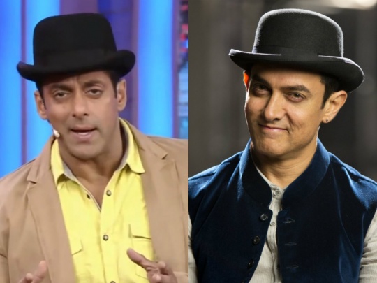 Salman Khan and Aamir Khan wear the same bowler hat!