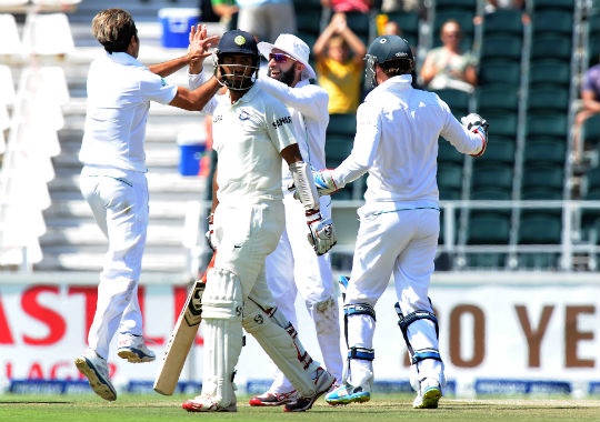 CHeteshwar Pujara was unfortunately run-out for 25. (Photo: AFP)