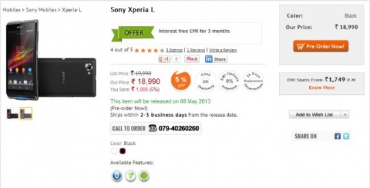 Sony Xperia L: pre-Orders Commence