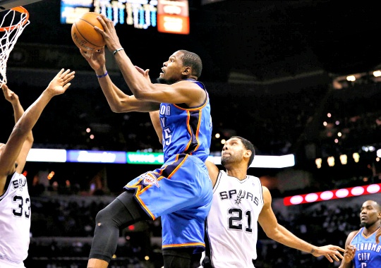 Kevin Durant scores 36 as Thunder beat Spurs 111-105