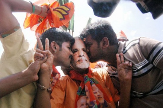 BJP supporters celebrate the party's victory