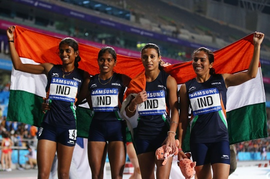 Priyanka Panwar, Tintu Luka, Mandeep Kaur, M. Poovamma: Women's 4X400m relay athletics