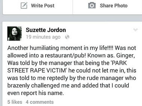 Suzette Jordan facebook post