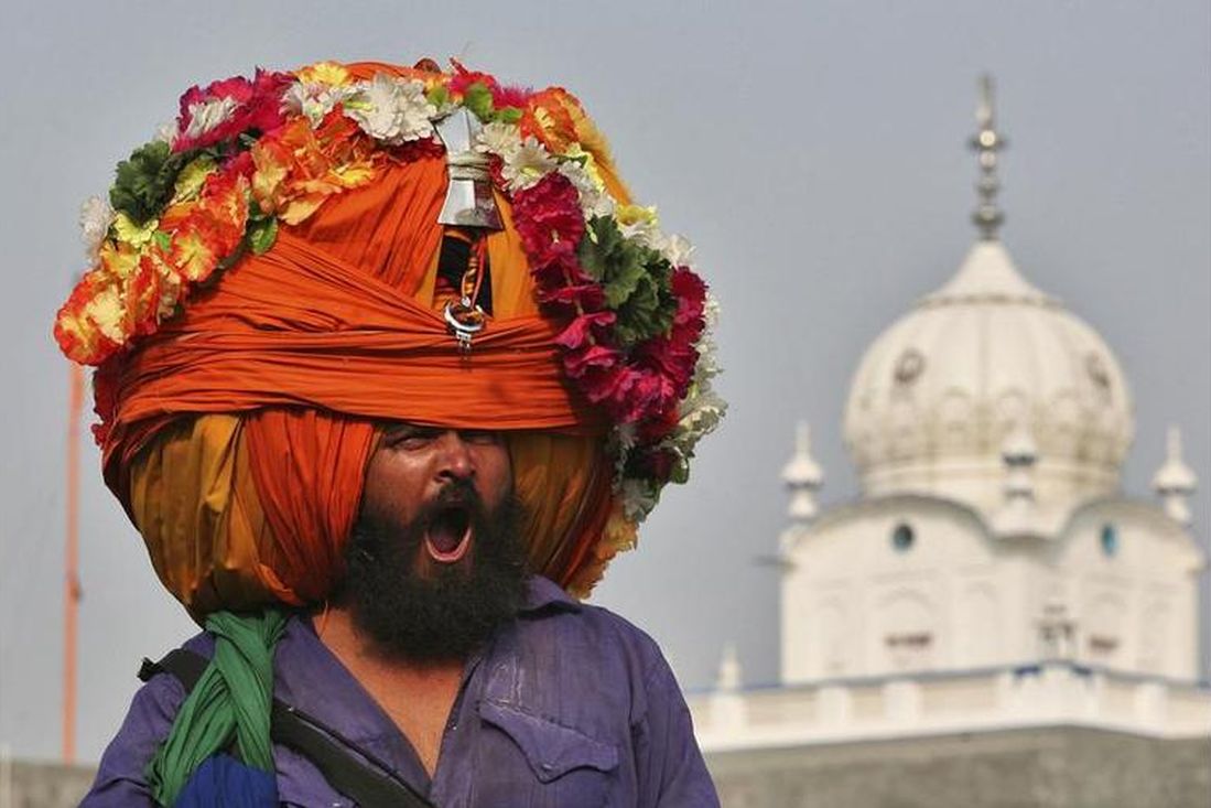 A Sikh warrior wearing a big turban