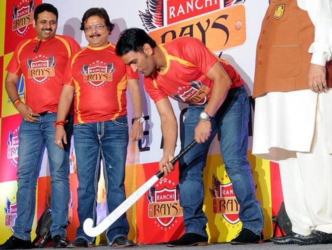 Mahendra Singh Dhoni at hockey team launch