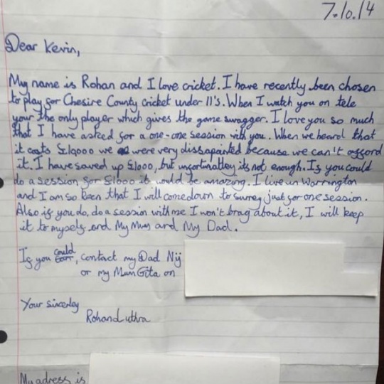 Kevin Pietersen letter