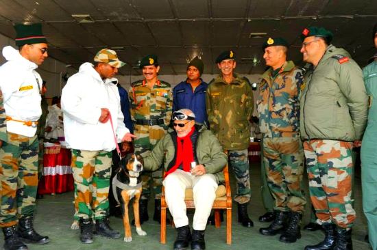 Modi at Siachen with dog