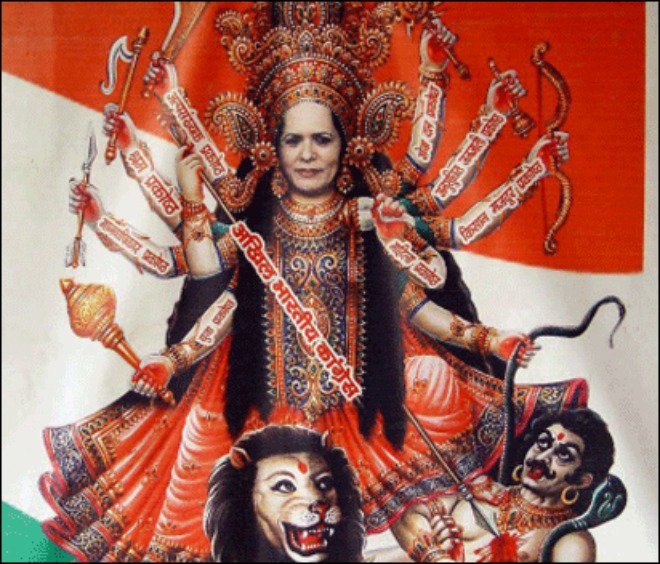 Sonia Gandhi as Goddess Durga