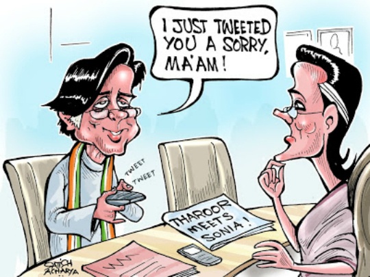 Sonia Gandhi Tharoor cartoon
