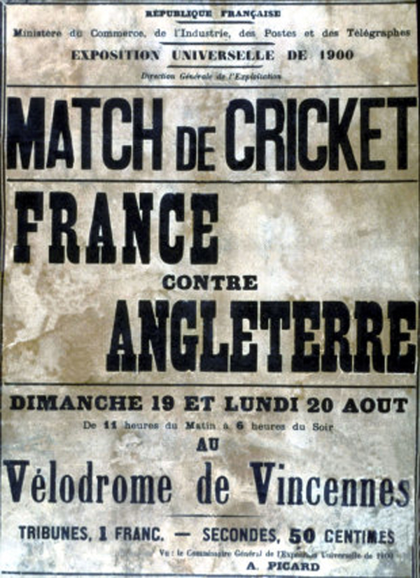 A poster promoting the 1900 cricket game
