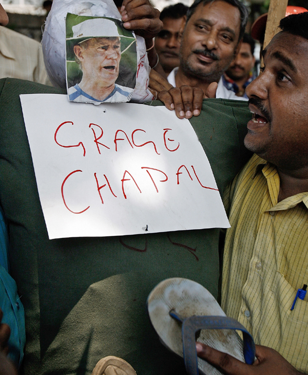 People in protest over Greg Chappell