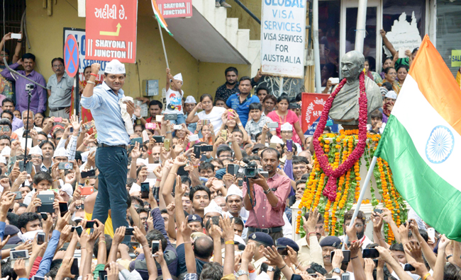 Hardik Patel in a Gujarat rally