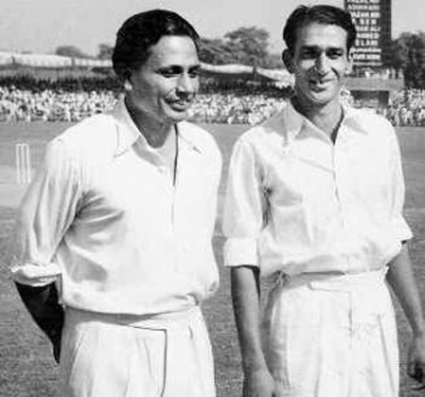 Lala Amarnath (left) with Pakistan captain AH Karder