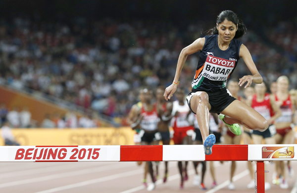 Lalita Babar in her 3000m steeplechase event