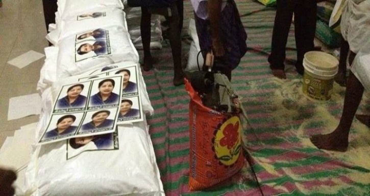 Amma Stickers Forcefully Put On Relief Materials For Chennai Flood  Victims 