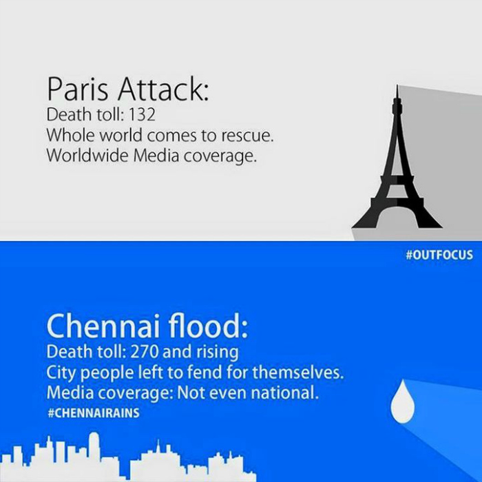 This Post Comparing Media Coverage Of Paris Attacks To Chennai Floods Makes A Valid Point