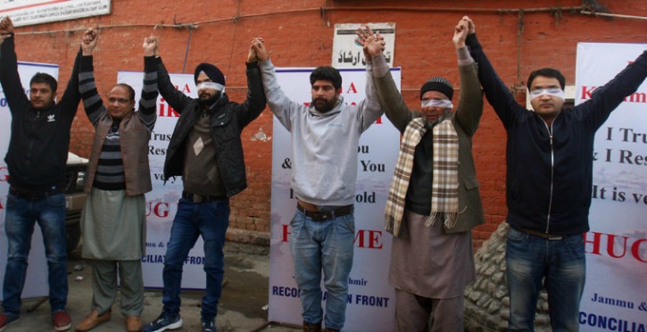 Blindfolded Kashmiri Pandit, Muslim And Sikh Ask For A Hugs To Promote Harmony
