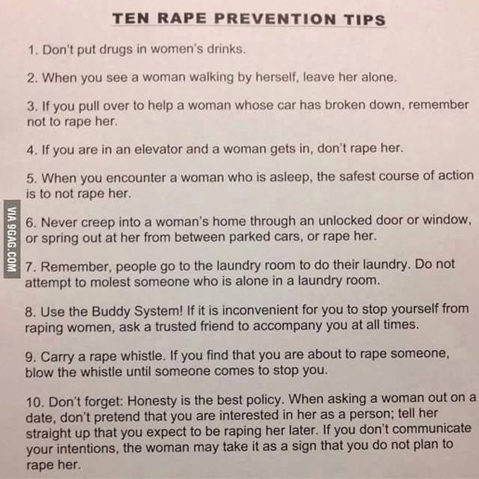 Rape prevention tips