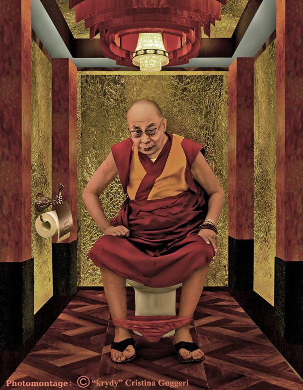 dalai lama shitting
