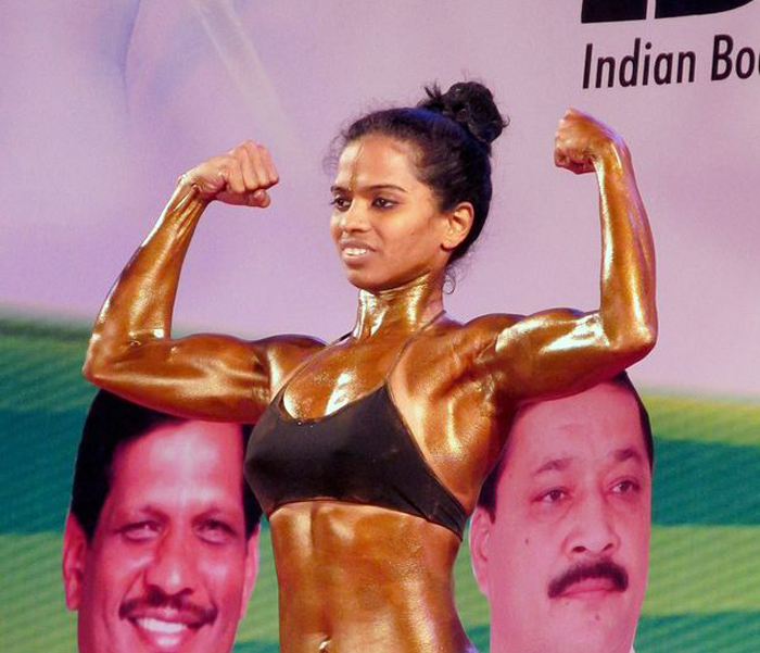 Ashwini came in fifth place in her first bodybuilding event.