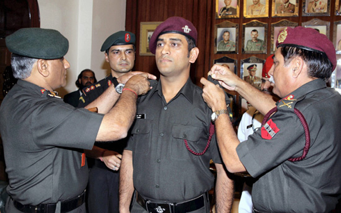 MS Dhoni was conferred the honorary rank of lieutenant colonel in November 2011.