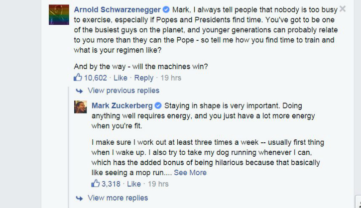 Arnold ask zuckerberg