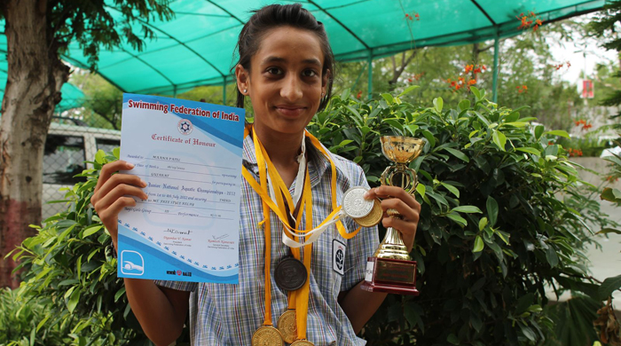 Maana has won plenty of awards and medals in swimming from a young age.