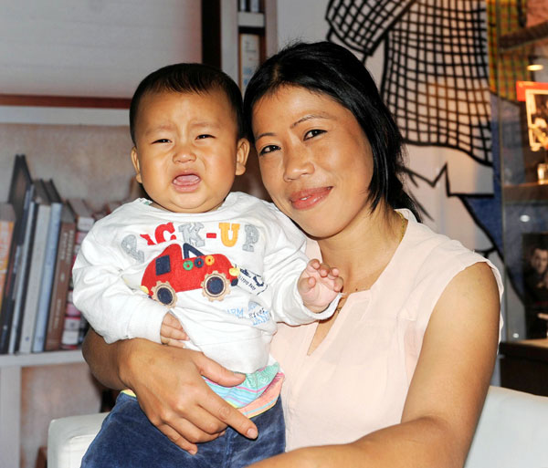 Mary Kom with her youngest son Prince