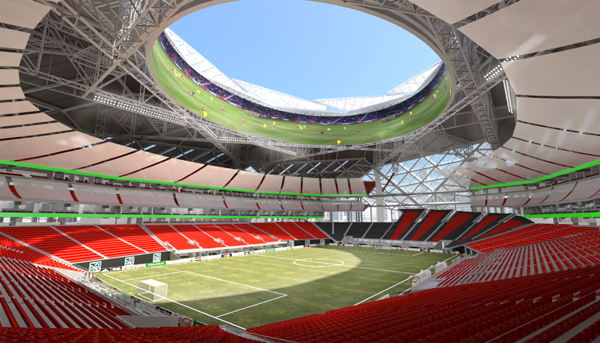 A view of the under-construction New Atlanta Stadium from the inside