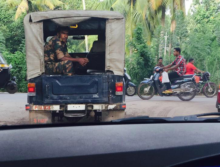 Nirmal Kumar spotted a numberless Police Jeep