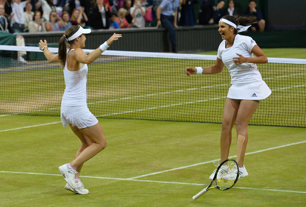 Sania Mirza Martina Hingis Wimbledon 2015