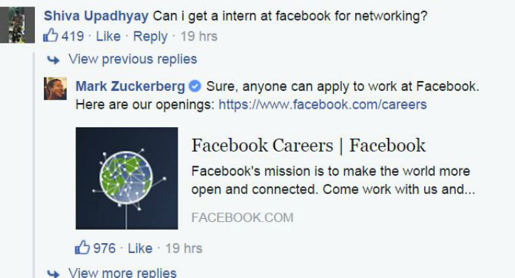 Shiva asks Facebook founder