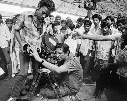 Director Satyajit Ray shooting a Movie