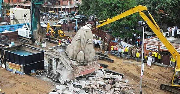 temple rajasthan demolished jaipur metro