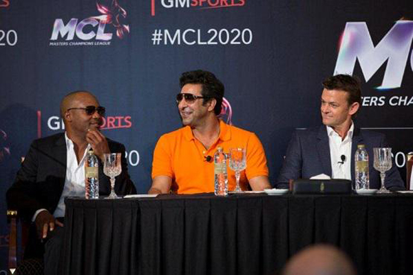 Lara, Akram and Gilchrist at launch of Masters Champions League