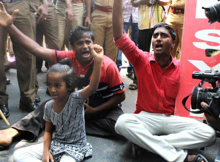 Little girl protesting in IIT Madras